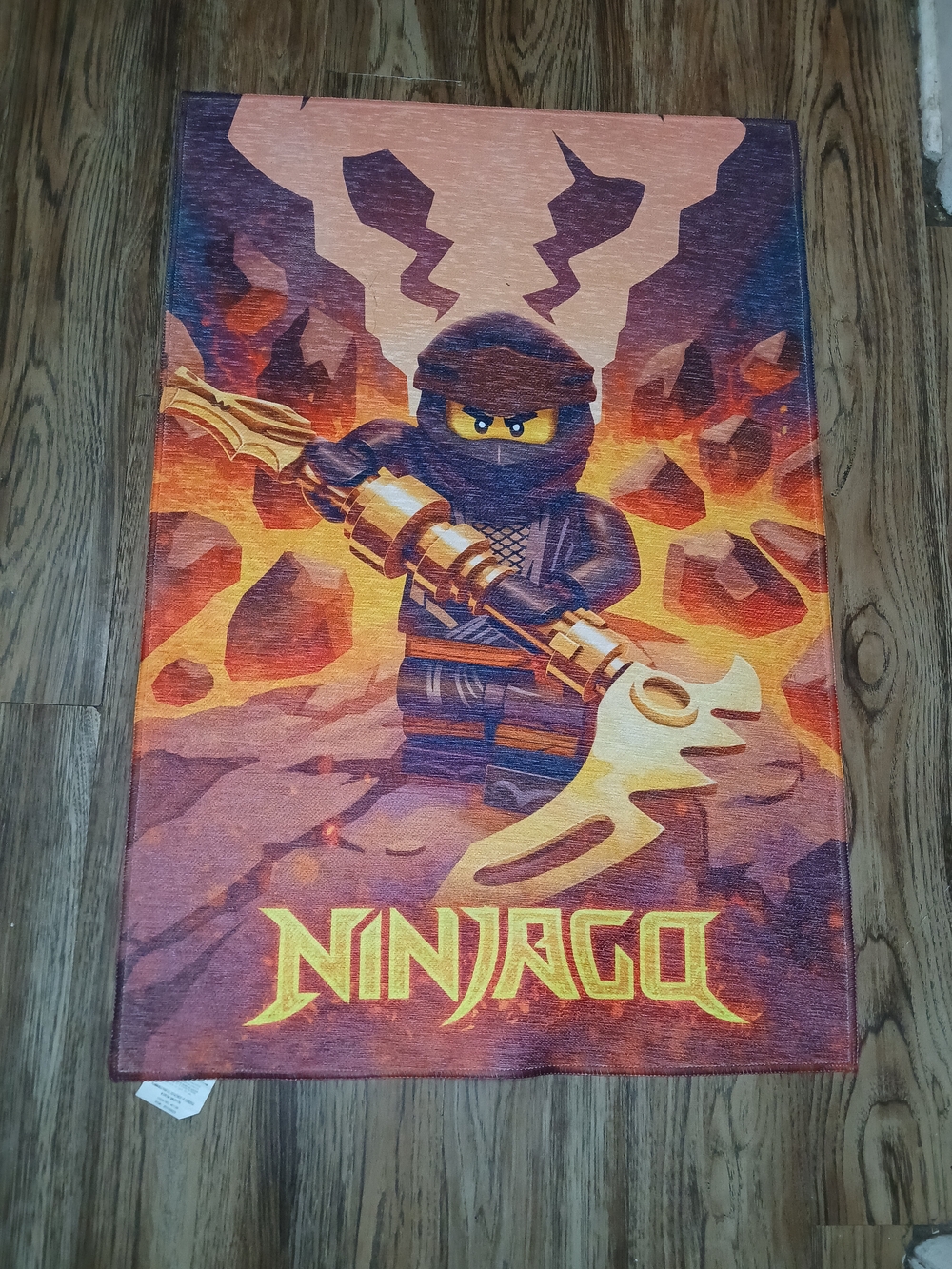 LEGO Ninjago Kids Rug - Fiery Ninja Design 2ft Wide 3 Ft Length